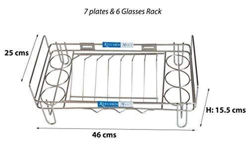 Kitchen Mart Stainless Steel Glass and plate stand (7 plate slots) - KITCHEN MART