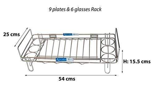 Kitchen Mart Stainless Steel Glass and plate stand (9 plate slots) - KITCHEN MART