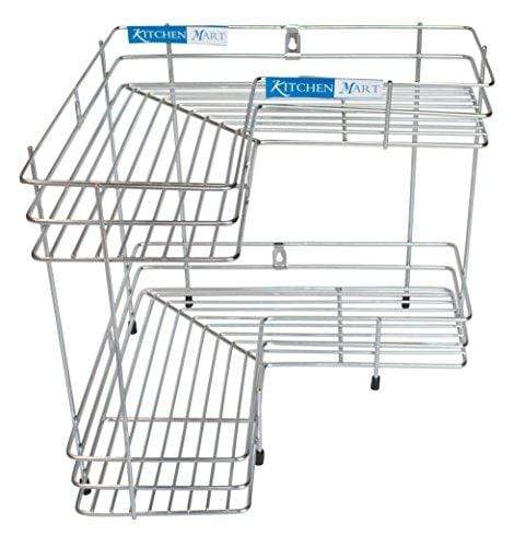 Metal Rack L Shape Kitchen Mart Stainless Steel L-Shaped rack 2 tier - KITCHEN MART