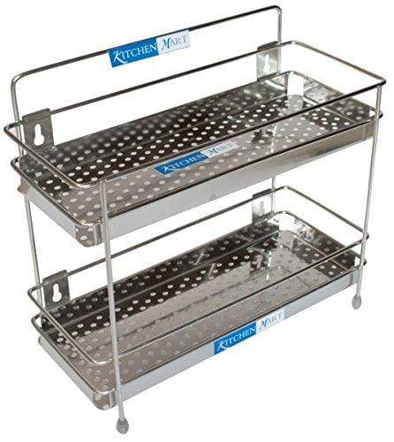 Kitchen Mart Stainless Steel Perforated Multipurpose Storage Shelf / Double Rack, Single (2-Tier) - KITCHEN MART