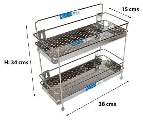 Kitchen Mart Stainless Steel Perforated Multipurpose Storage Shelf / Double Rack, Single (2-Tier) - KITCHEN MART