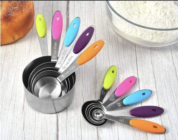 Kitchen Mart Steel Measuring Cups Silicone Measuring Cups And Spoons Set For Baking Sugar Coffee Measuring Tools - KITCHEN MART
