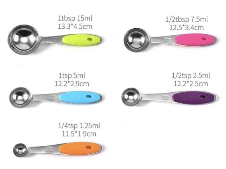 Kitchen Mart Steel Measuring Cups Silicone Measuring Cups And Spoons Set For Baking Sugar Coffee Measuring Tools - KITCHEN MART