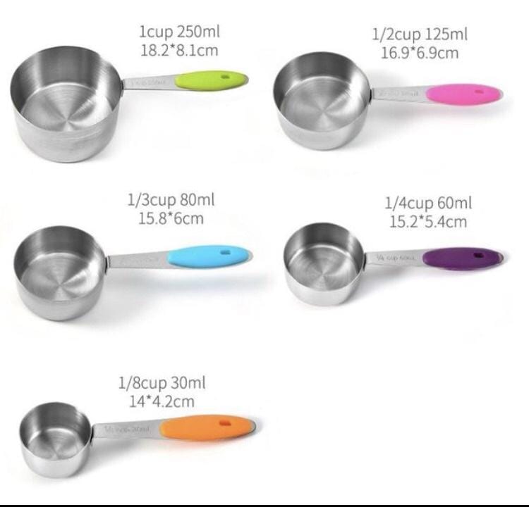 Kitchen Mart Steel Measuring Cups Silicone Measuring Cups And Spoons Set For Baking Sugar Coffee Measuring Tools - KITCHEN MART