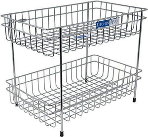 Kitchen Mart Vegetable Trolley , Rectangle, 2-Tier, Stainless Steel (Multipurpose Kitchen Storage Rack / Shelf) - KITCHEN MART