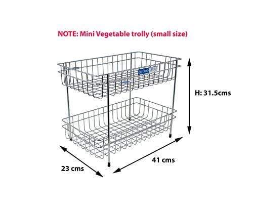 Kitchen Mart Vegetable Trolley , Rectangle, 2-Tier, Stainless Steel (Multipurpose Kitchen Storage Rack / Shelf) - KITCHEN MART