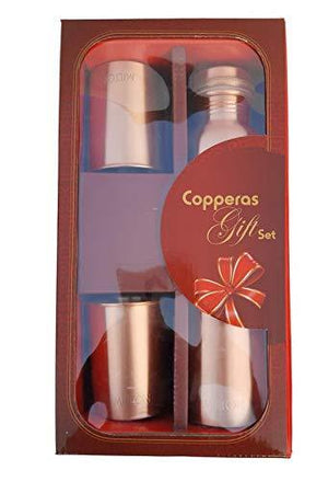 Milton Copper Water Bottle with Glass Gift Set (1000 ml Bottle and 250 ml Glass) - KITCHEN MART