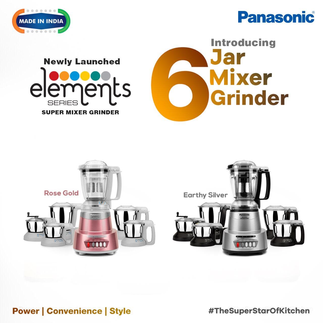 Panasonic Elements Super Mixer Grinder MX-AV625, 6-Jar Super Mixer Grinder, 600 Watts - KITCHEN MART