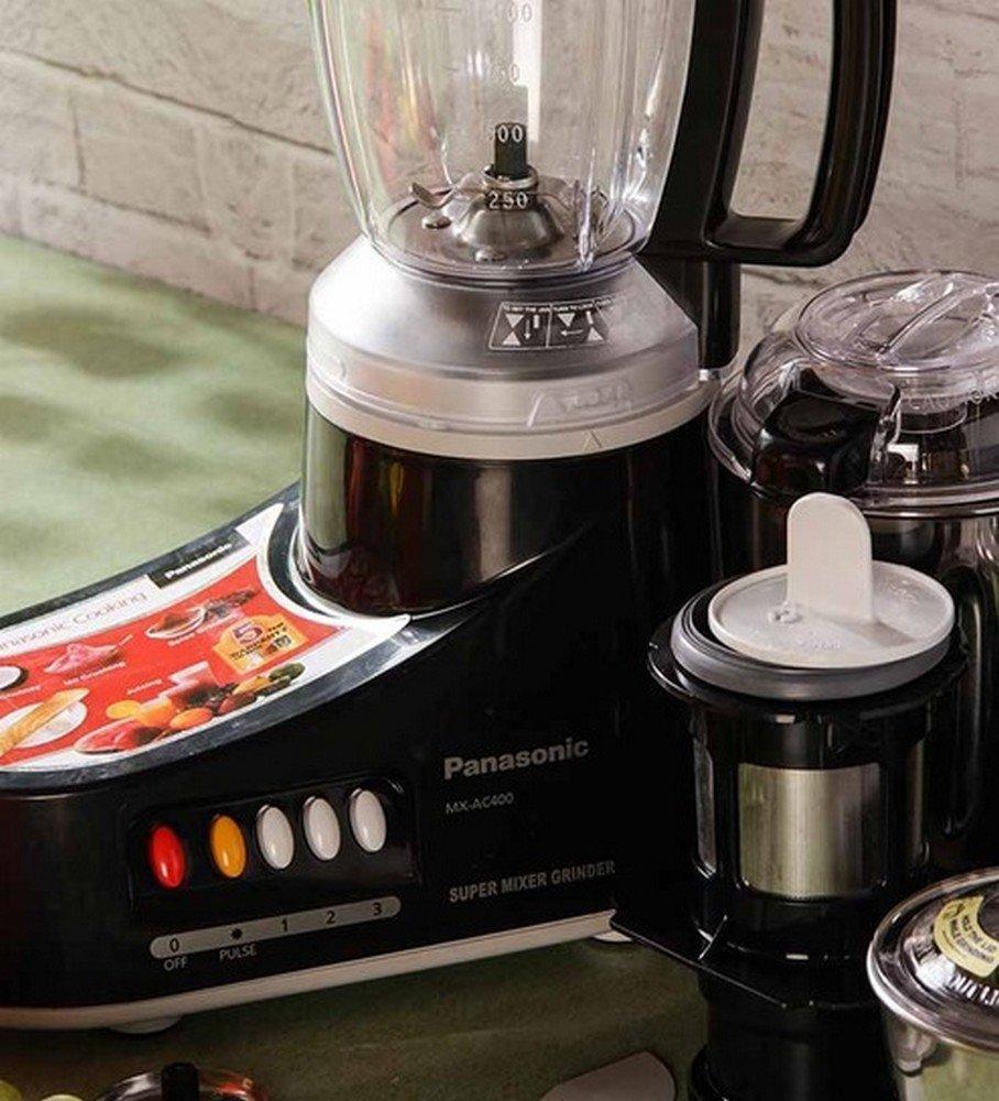 Panasonic MX-AC460 550-Watt Super Mixer Grinder with 4 Jars (Black) ISI Certified - KITCHEN MART
