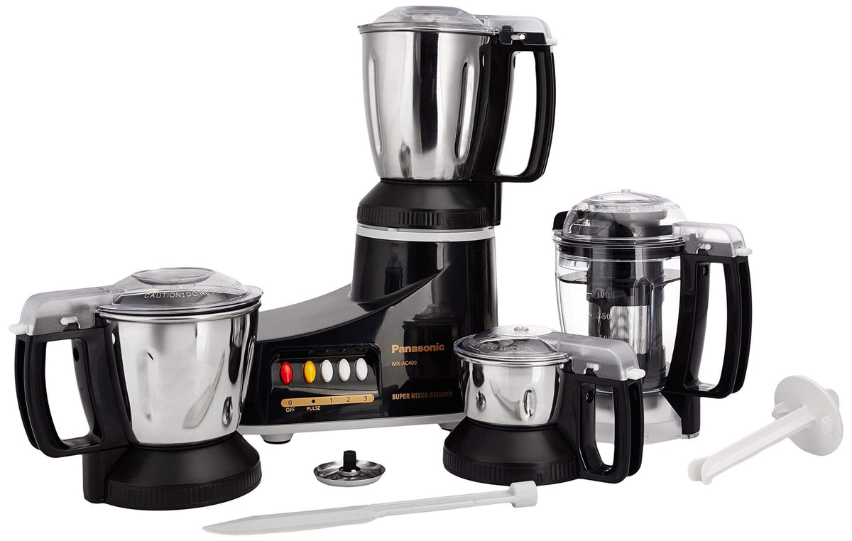 Panasonic MX-AC460 550-Watt Super Mixer Grinder with 4 Jars (Black) ISI Certified - KITCHEN MART