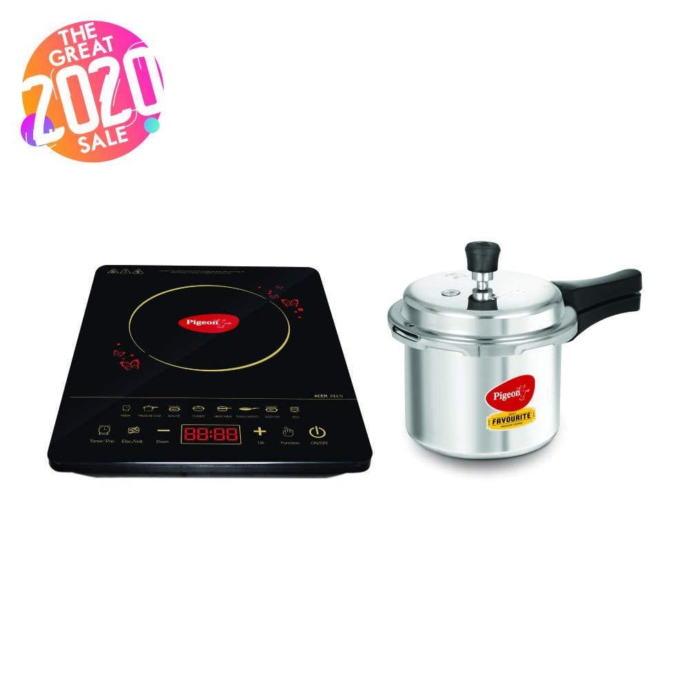 Pigeon 2020 Combo Offers - Acer Plus Induction + Favourite 3 Liters Induction base pressure cooker - KITCHEN MART