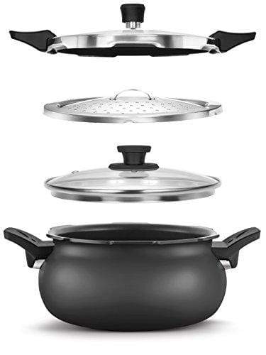 Pigeon by Stovekraft All in One Ceramic Super Cooker, 5 Liters, Black/Transparent - KITCHEN MART