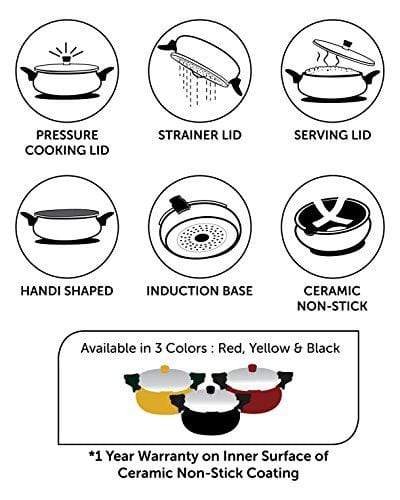 Pigeon By Stovekraft Belita Hard Anodized Super Cooker Set, 4-Pieces, Black - KITCHEN MART