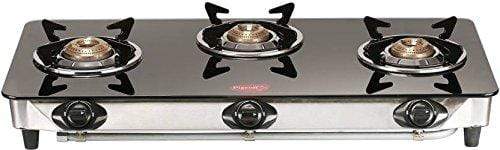 Pigeon by Stovekraft Blaze Glass 3 Burner Gas Stove, Black - KITCHEN MART