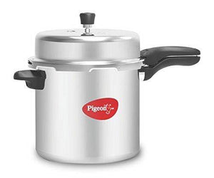 Pigeon by Stovekraft Deluxe Aluminium Pressure Cooker, 12 Litres,Silver - KITCHEN MART