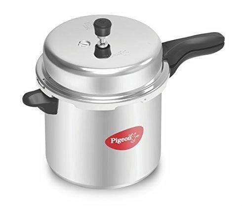Pigeon by Stovekraft Deluxe Aluminium Pressure Cooker, 12 Litres,Silver - KITCHEN MART