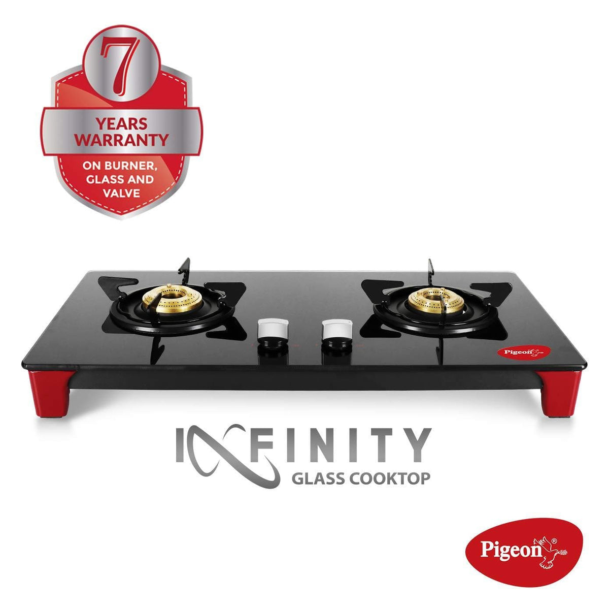 Pigeon by Stovekraft Infinity - 2 Burner Glass Top LPG Stove - KITCHEN MART