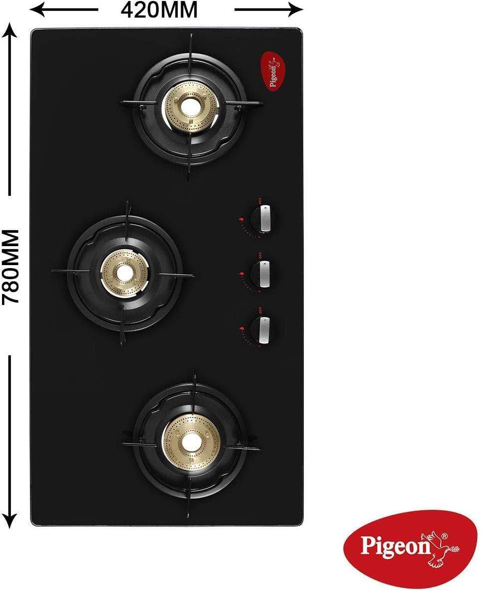 Pigeon by Stovekraft Infinity - 3 Burner Glass Top LPG Stove - KITCHEN MART