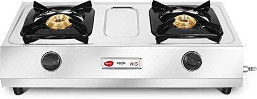 Pigeon by Stovekraft Maxima Stainless Steel 2 Burner Gas Stove, Silver - KITCHEN MART