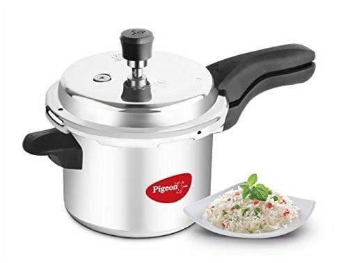 Pigeon Deluxe Aluminium Pressure Cooker, 5 Litres, Silver - KITCHEN MART