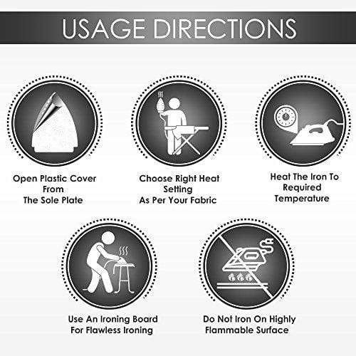 Pigeon Gale 1000-Watt Dry Iron (White/Gold) - KITCHEN MART