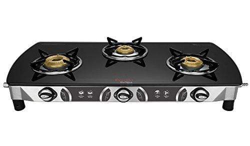 Preethi Blu Flame Blaze Glass Top 3-Burner Gas Stove,Black - KITCHEN MART