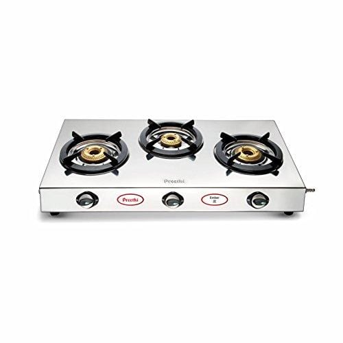 Preethi Ember Stainless Steel 3-Burner Gas Stove - KITCHEN MART