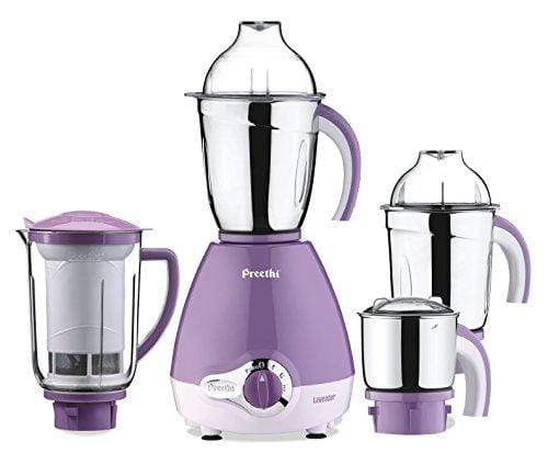 Preethi Lavender Pro 600-Watt Mixer Grinder (White/Purple) - KITCHEN MART