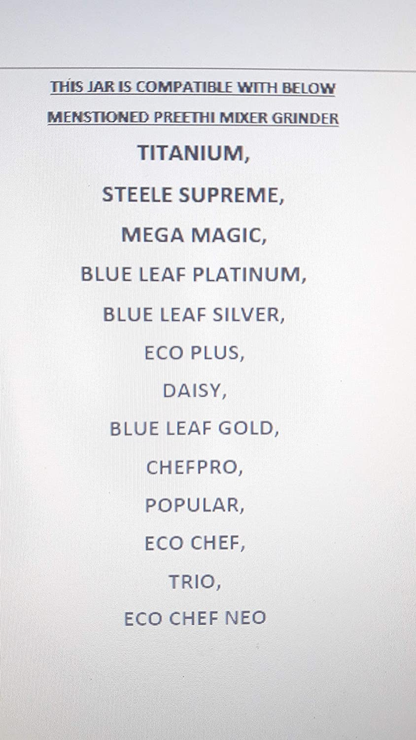 Preethi MG 509 Medium Mixer Jar for Eco Twin and Blue Leaf (1L, Silver) - Pack of 5 - KITCHEN MART