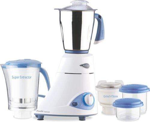 Preethi Platinum MG-153 550-Watt Mixer Grinder (White/Blue) 110 volts for use in USA and canada only - KITCHEN MART
