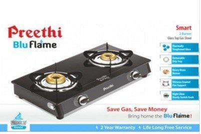Preethi Smart - 2B MS Nano Glass Top Gas Stove GTS - 001 - KITCHEN MART