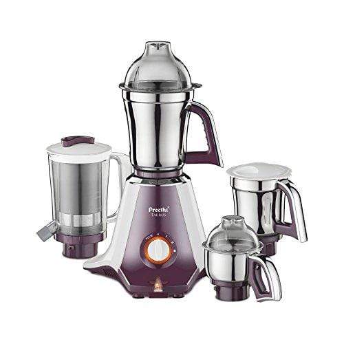 Preethi Taurus MGA-217 750-Watt Mixer Grinder with 4 Jars (White/Dark Violet) - KITCHEN MART