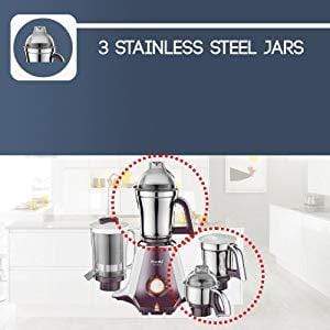 Preethi Taurus MGA-217 750-Watt Mixer Grinder with 4 Jars (White/Dark Violet) - KITCHEN MART