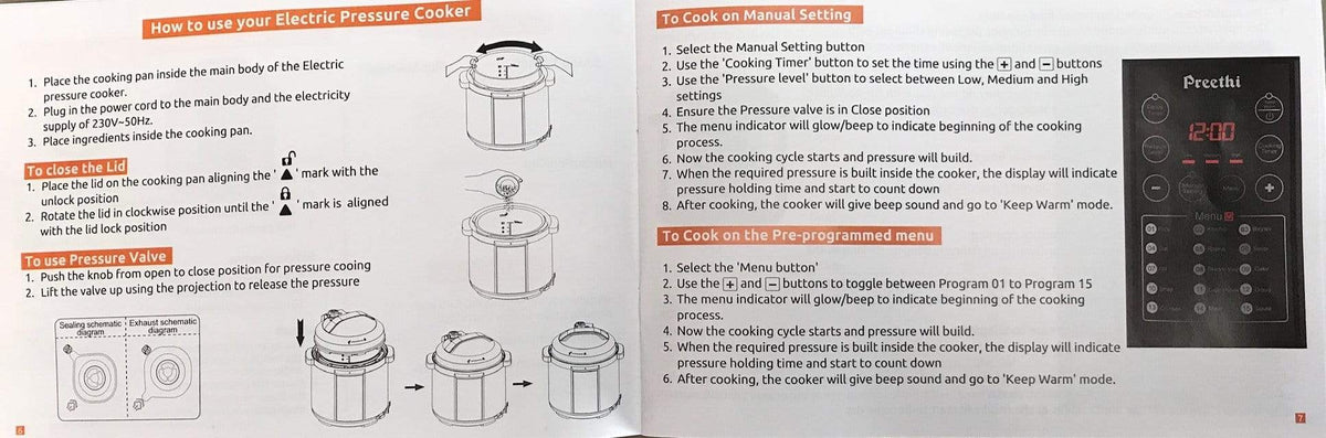 Preethi Touch Electric Pressure Cooker 6litres-1000watts (Model: EPC005) - KITCHEN MART