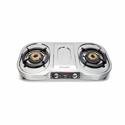 Preethi Vesta Stainless Steel 2-Burner Gas Stove, 14-Pieces - KITCHEN MART