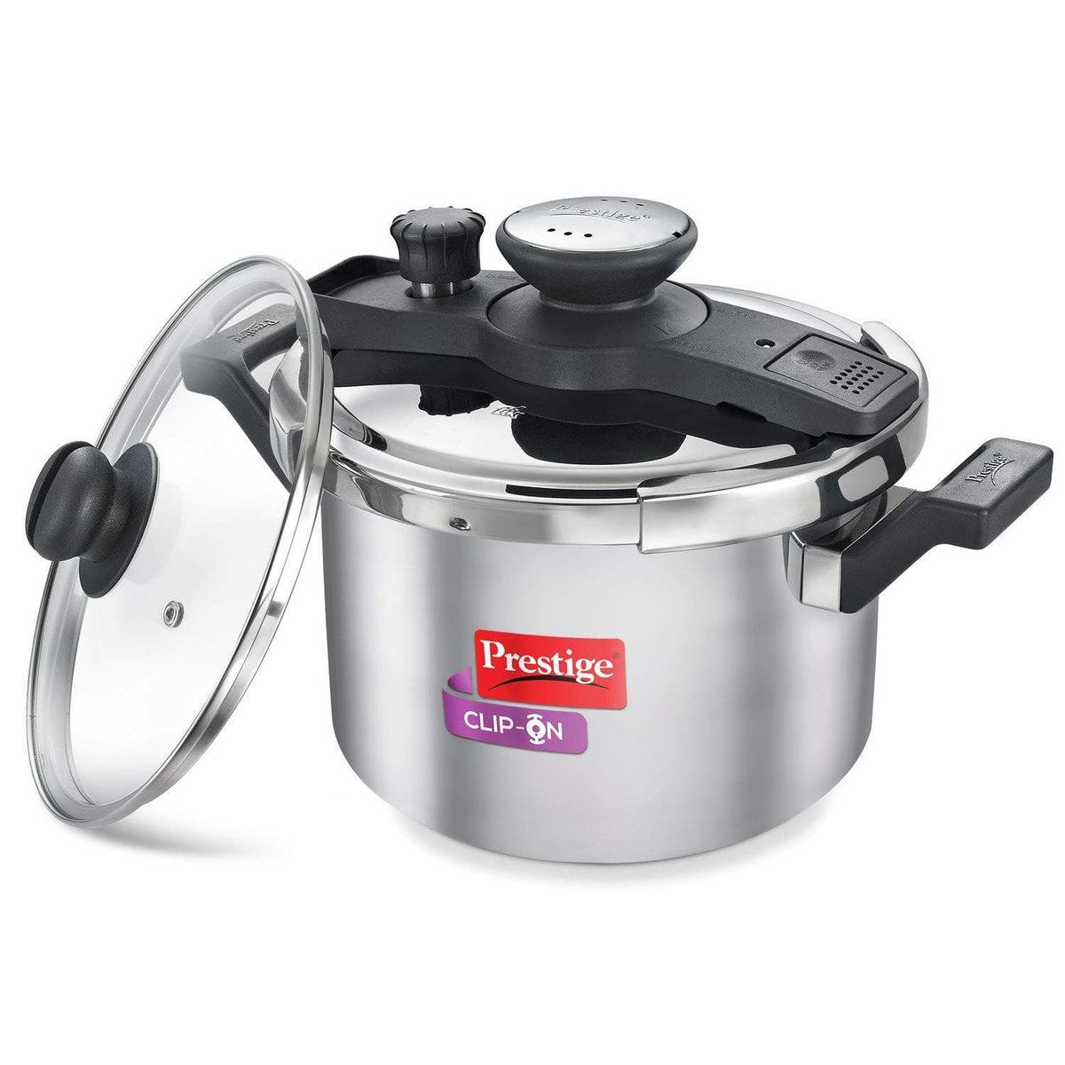 Prestige Clip On Stainless Steel Pressure Cooker with Glass Lid - KITCHEN MART