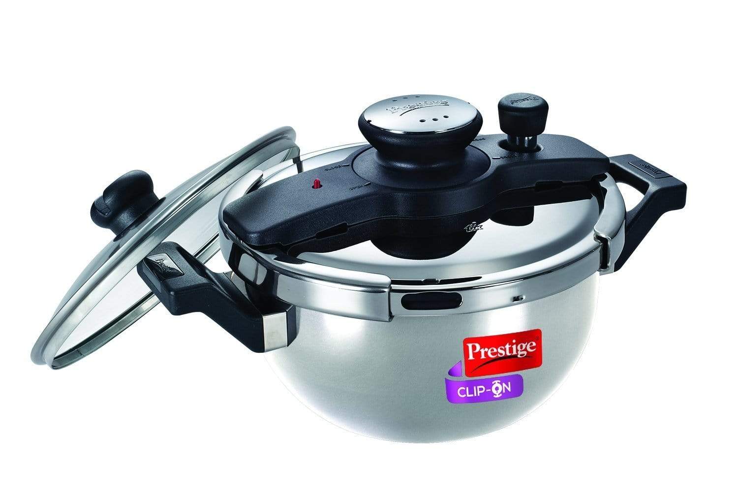 Prestige Clip On Stainless Steel Pressure Cooker with Glass Lid - KITCHEN MART