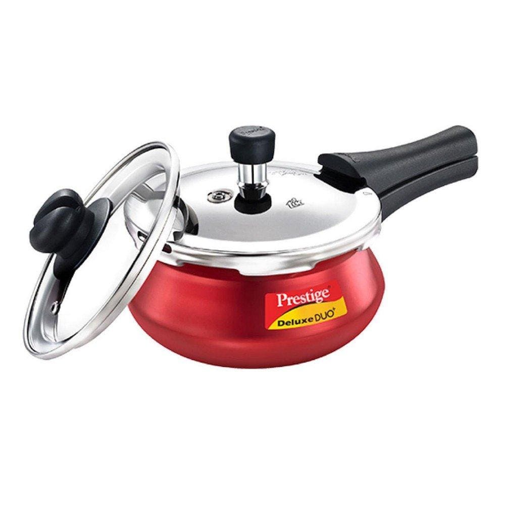 Prestige Deluxe Duo Plus Induction Base Aluminium Pressure Cooker - KITCHEN MART
