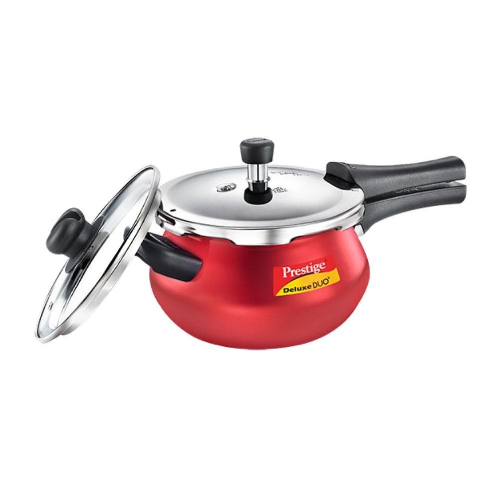 Prestige Deluxe Duo Plus Induction Base Aluminium Pressure Cooker - KITCHEN MART