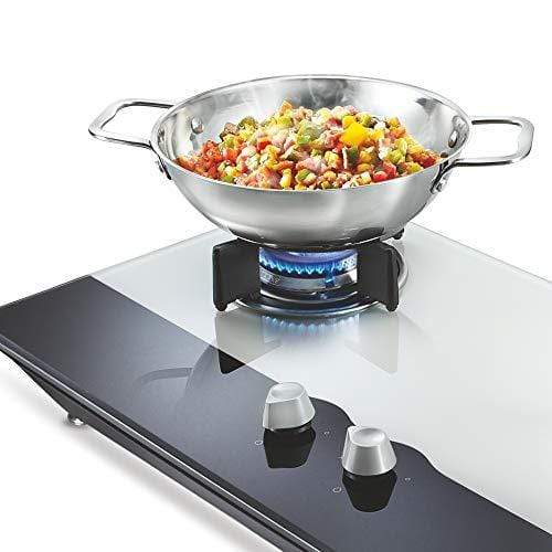 Prestige HobTOP Schott Glass Top 2 Burner Auto Ignition Gas Stove (Black and White) - KITCHEN MART