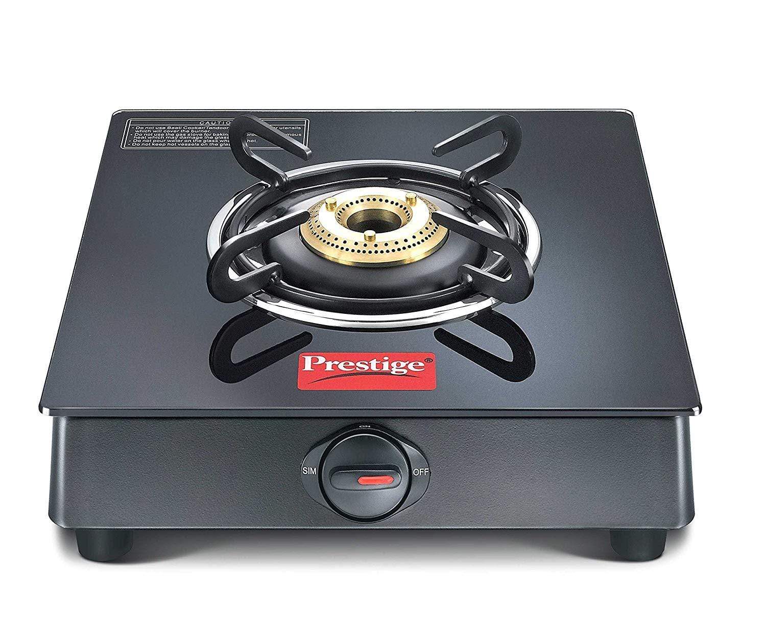 Prestige Marvel Plus Glass 1 Burner Gas Stove (Black) (ISI Approved) - KITCHEN MART