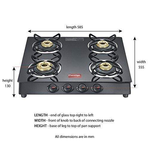 Prestige Marvel Plus Glass 4 Burner Gas Stove (Black) (ISI Certified) - KITCHEN MART