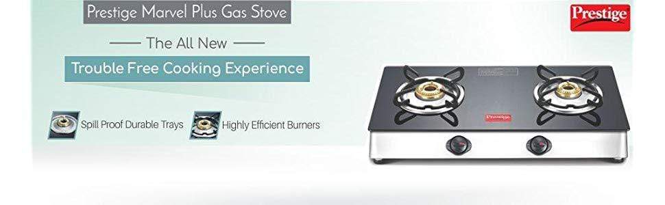 Prestige Marvel Plus Stainless Steel 2 Burner Gas Stove (GTM 02 SS) (ISI Certified) - KITCHEN MART