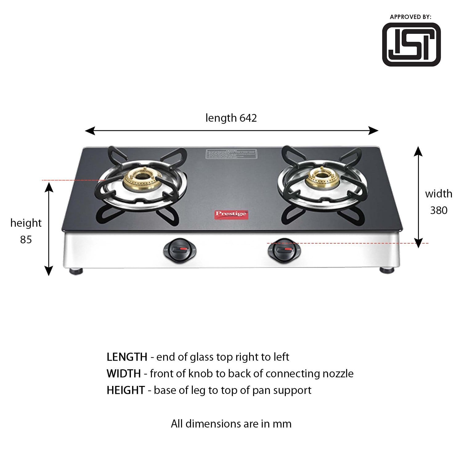 Prestige Marvel Plus Stainless Steel 2 Burner Gas Stove (GTM 02 SS) (ISI Certified) - KITCHEN MART