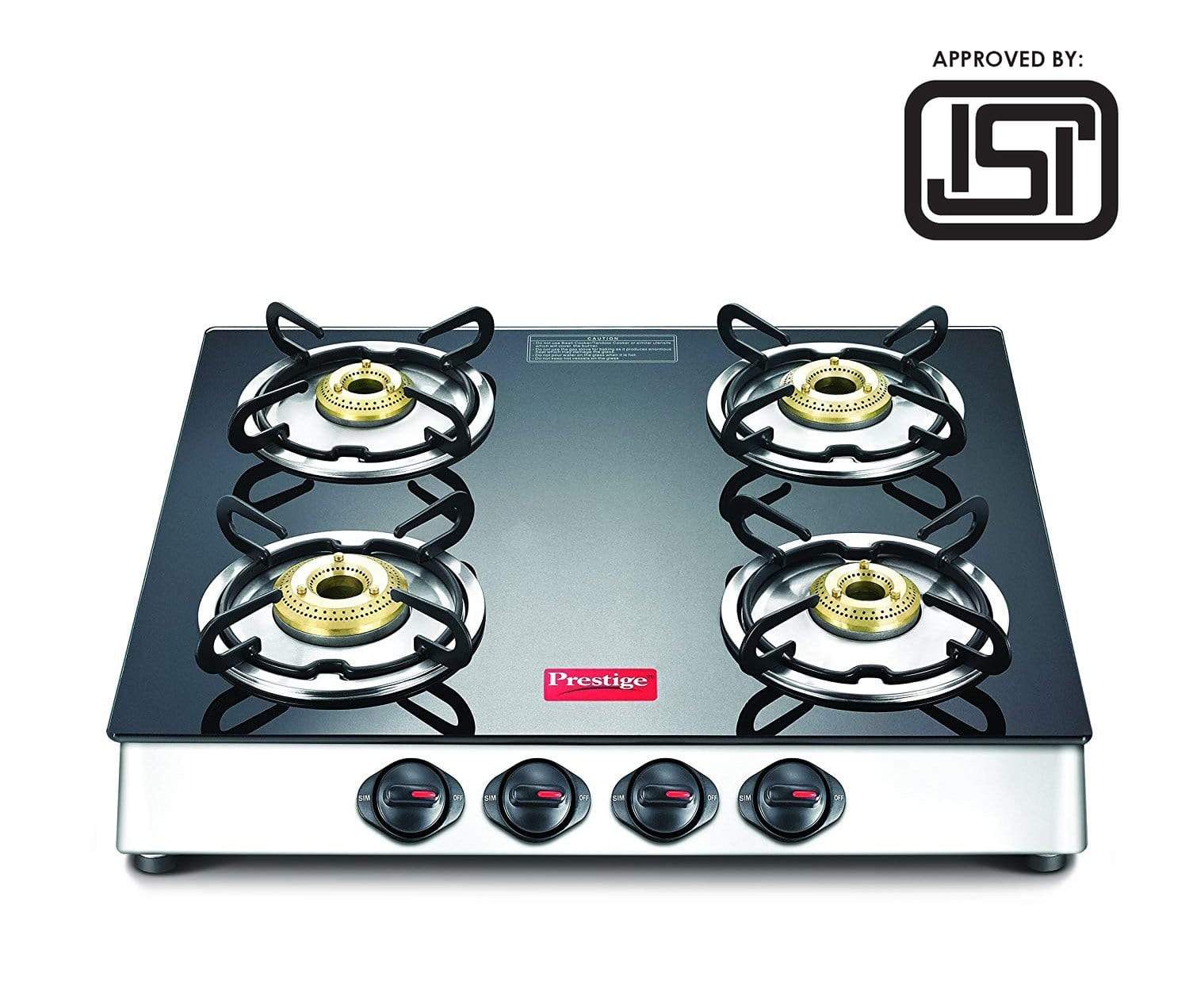 Prestige Marvel Plus Stainless Steel 4 Burner Gas Stove (GTM 04 SS) (ISI Certified) - KITCHEN MART