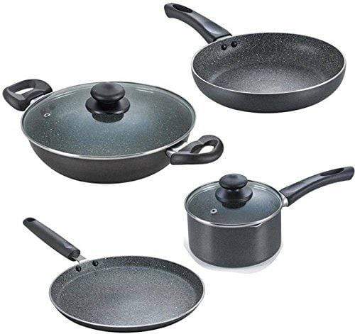 Prestige Omega Granite Non-Stick Cookware Kitchen Set, 4-Pieces - KITCHEN MART
