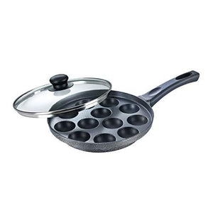 Prestige Omega Select Plus Non-Stick Paniyarakkal with Lid (240 mm, Black)- Gas Top Compatible only - KITCHEN MART