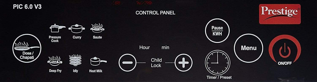 Prestige PIC 6.1 V3 2000-Watt Induction Cooktop with Touch Panel, Black - KITCHEN MART