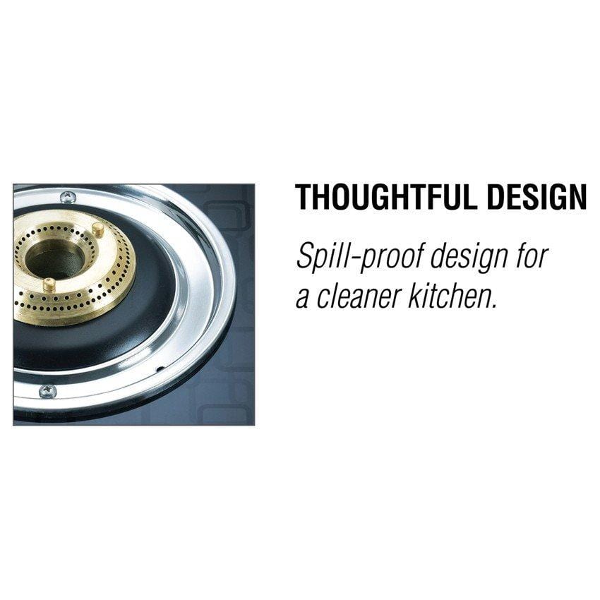 Prestige Premia Schott Designer Series GlassTop, 3 Burner Gas Stove, Black (GTS 03D) - KITCHEN MART