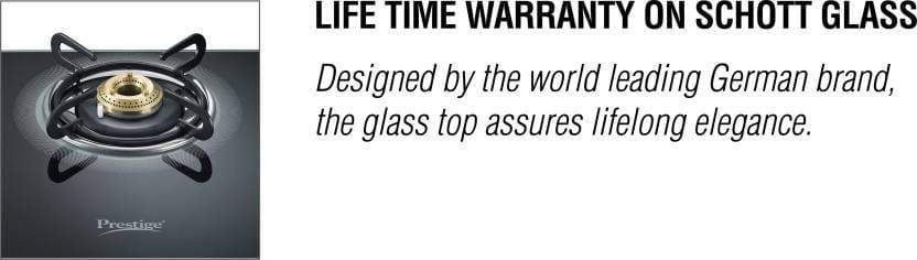 Prestige Royale Plus Schott Glass 2 Burner Gas Stove, SS (GTS 02SS) - KITCHEN MART